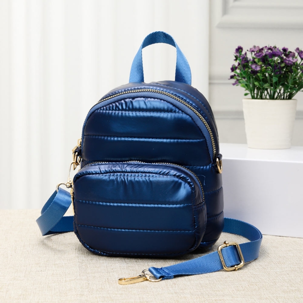 Blue Navy Puffer Bag Mini Backpack Purse Womens Fashion Accessory Statement